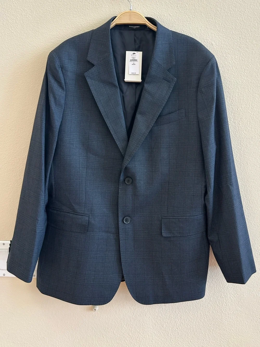 Banana Republic NWT Glen Plaid Blazer 42 S Tailored Fit Navy NEW